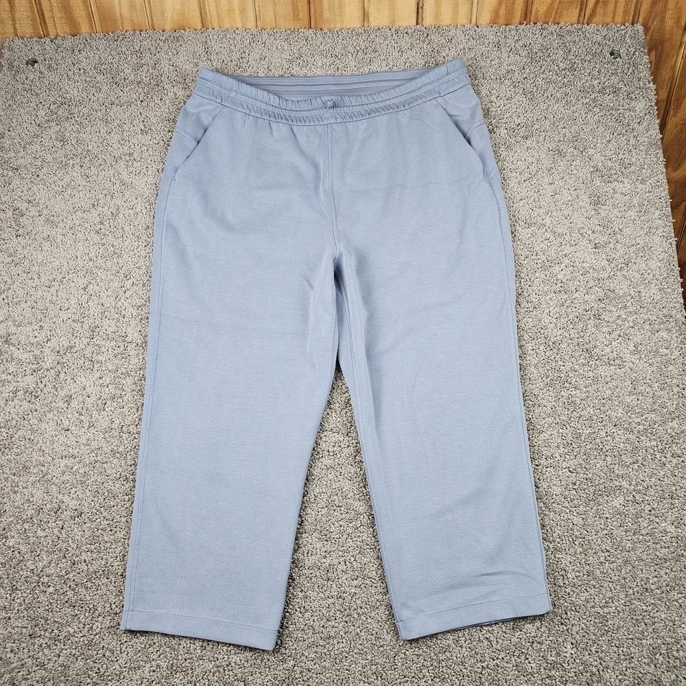 Lululemon Softstreme High Rise Straight Leg Crop Pant Sz 18 Blue Linen W6BZXS